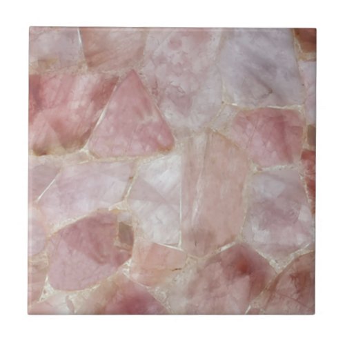 Rose Quartz Marble Print Ceramic Tile