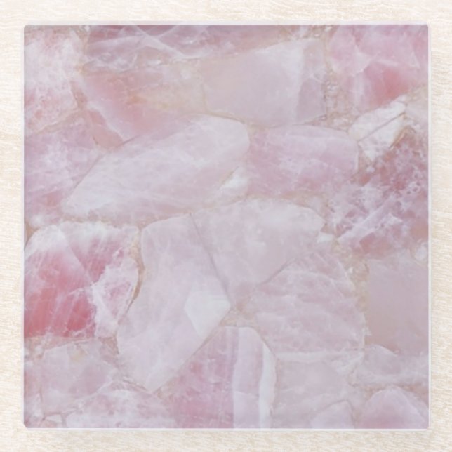 Rose Quartz Marble Stone Glass Coaster (Front)