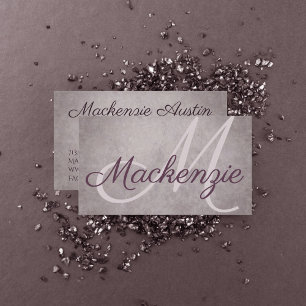 Rose Quartz Matte Dusty Mauve Pink Monogram Business Card