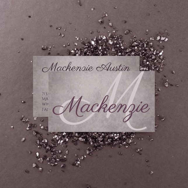 Rose Quartz Matte | Dusty Mauve Pink Monogram Business Card (Creator Uploaded)