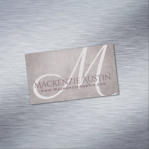 Rose Quartz Matte Dusty Mauve Pink Monogram Magnetic Business Card