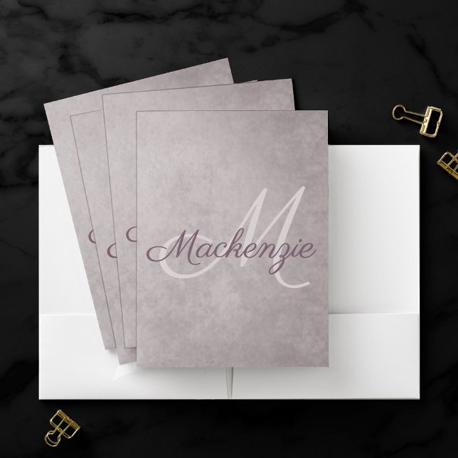 Rose Quartz Matte | Dusty Mauve Pink Monogram Pocket Folder (Creator Uploaded)