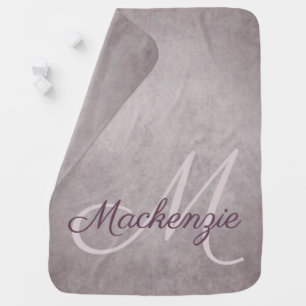 Rose Quartz Matte Dusty Mauve Pink Monogram Swaddle Blanket
