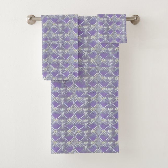 rose quartz periwinkle violet gray bath towel set (Insitu)