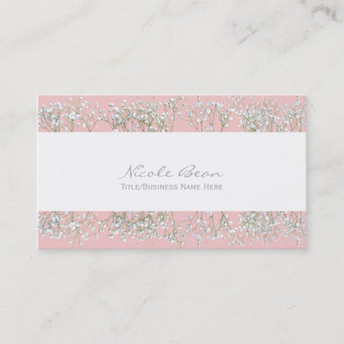 Rose Quartz Pink Babys Breath Floral Business Card