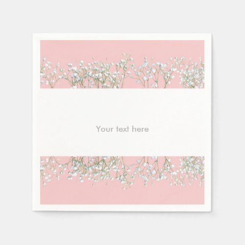 Rose Quartz Pink Babys Breath Wedding Napkins