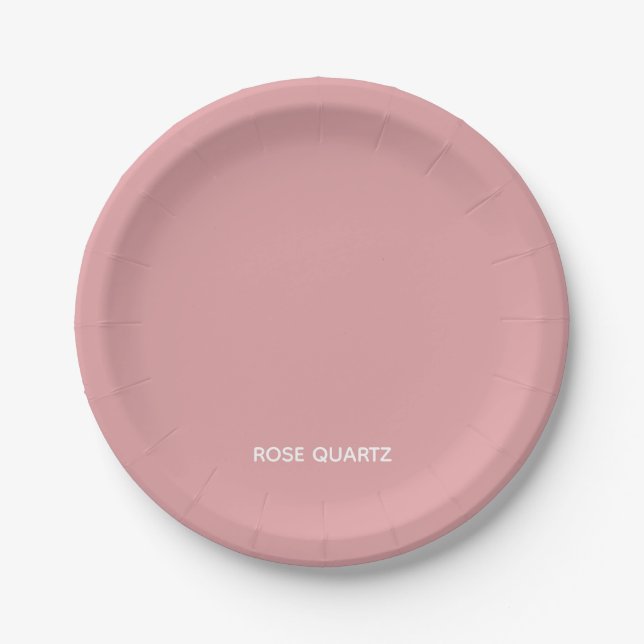 Rose Quartz pink color name Paper Plates (Front)