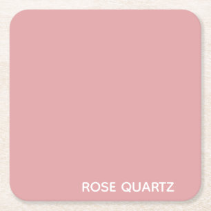 Rose Quartz pink color name Square Paper Coaster