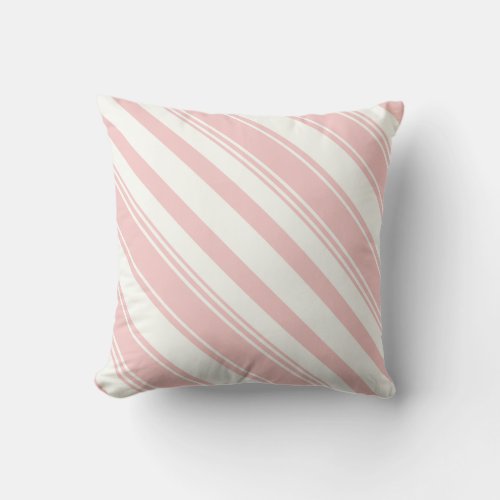 Rose Quartz Pink Diagonal Stripes Throw Pillow