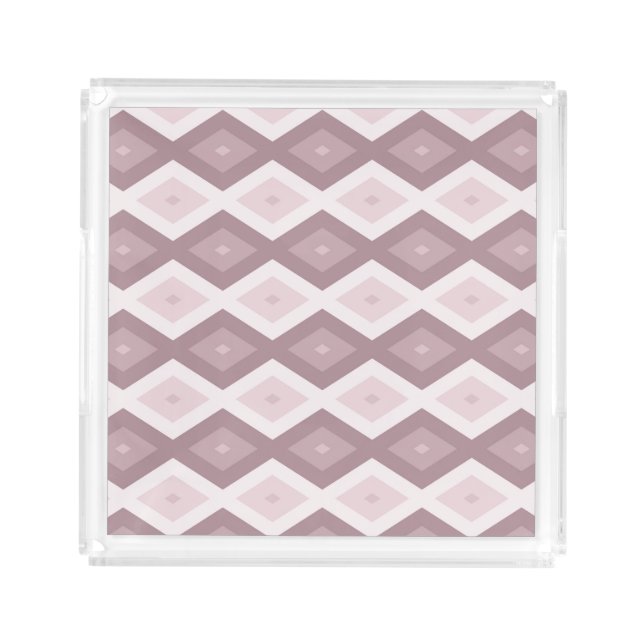 Rose quartz pink diamond pattern acrylic tray (Front)