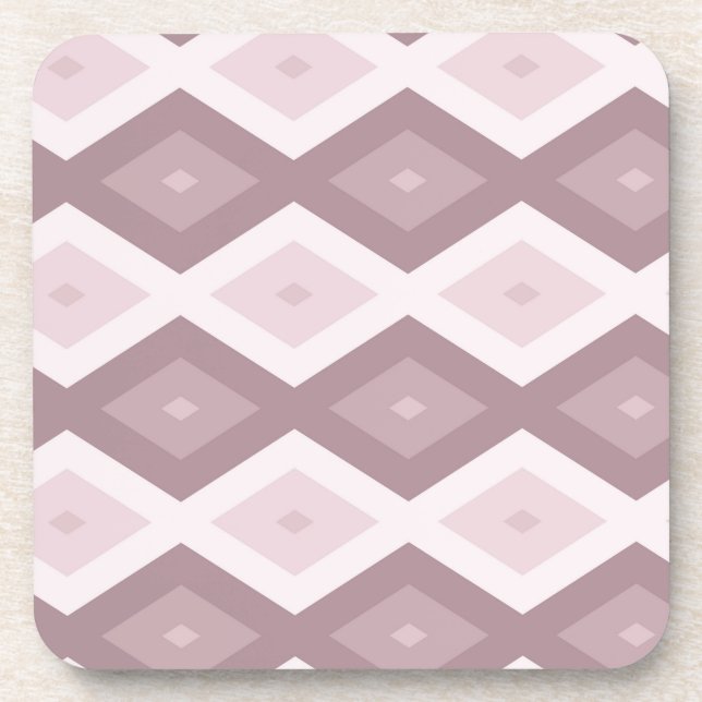 Rose quartz pink diamond pattern beverage coaster (Front)