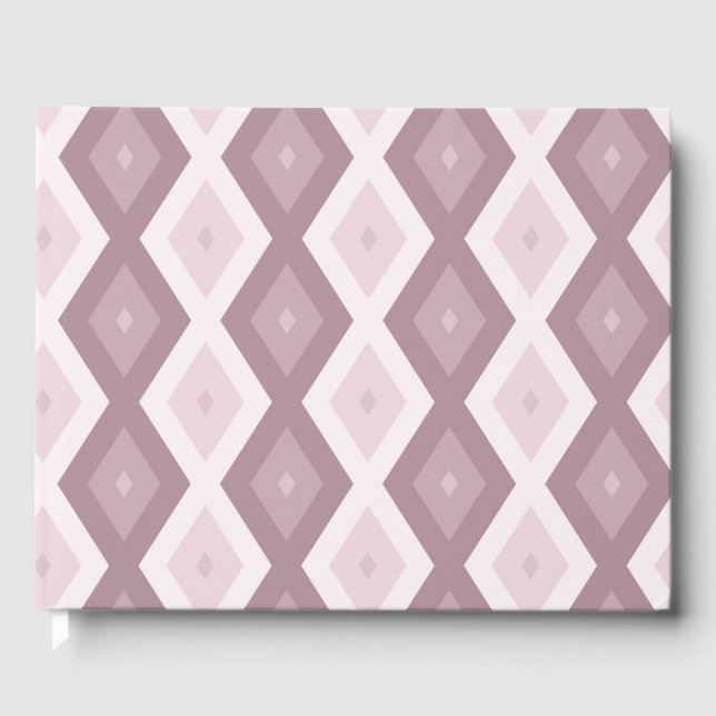 Rose quartz pink diamond pattern guest book (Front)