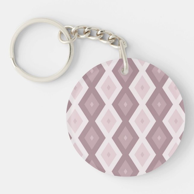 Rose quartz pink diamond pattern keychain (Front)