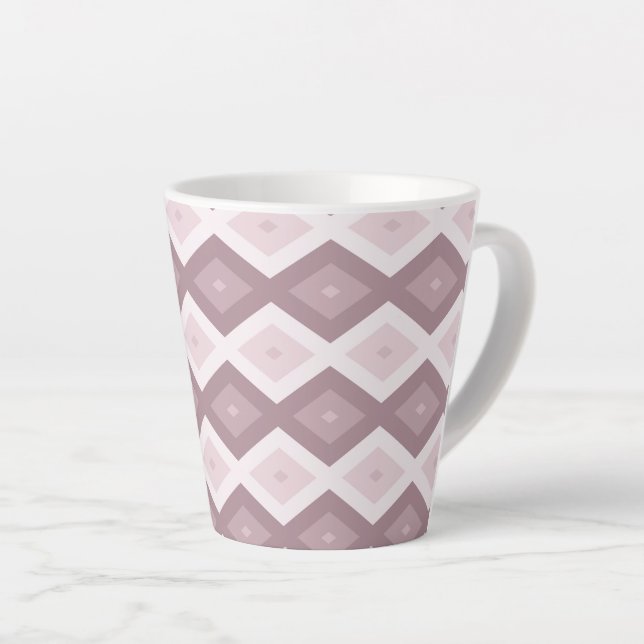 Rose quartz pink diamond pattern latte mug (Right Angle)