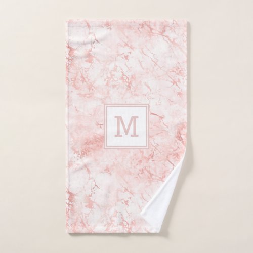 Rose Quartz Pink Girly Monogram Initial Chic Bath Towel Set