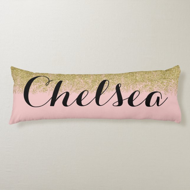 Rose Quartz-Pink Glitter Name Pillow (Front)