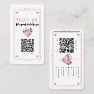 Rose Quartz Pink Heart Crystal Social Media QR Business Card