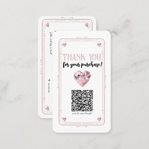 Rose Quartz Pink Heart Crystal Social Media QR Business Card