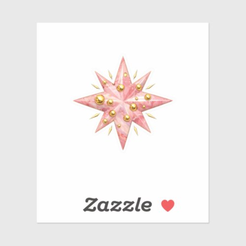 Rose Quartz Pink Marble & Gold Beads Star Sticker