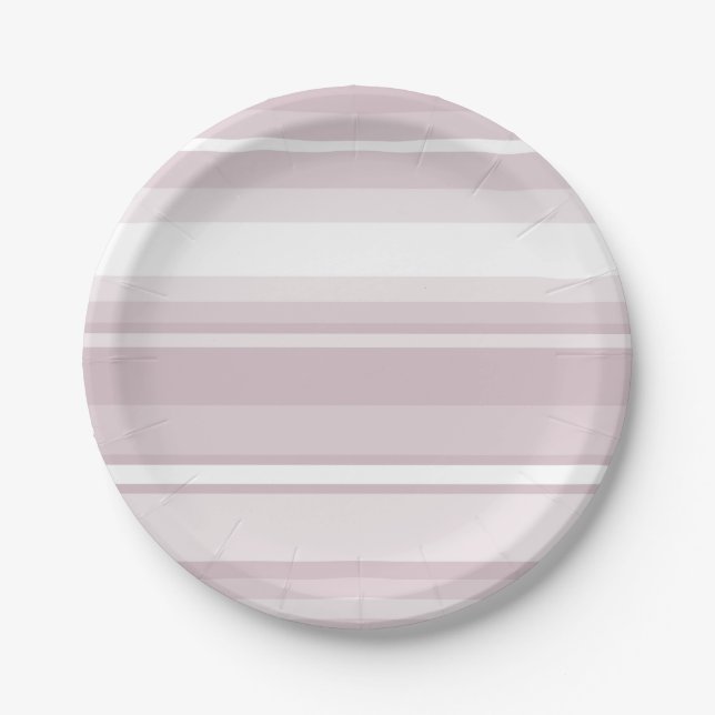 Rose quartz pink stripes paper plates (Front)