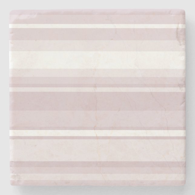 Rose quartz pink stripes stone coaster (Front)