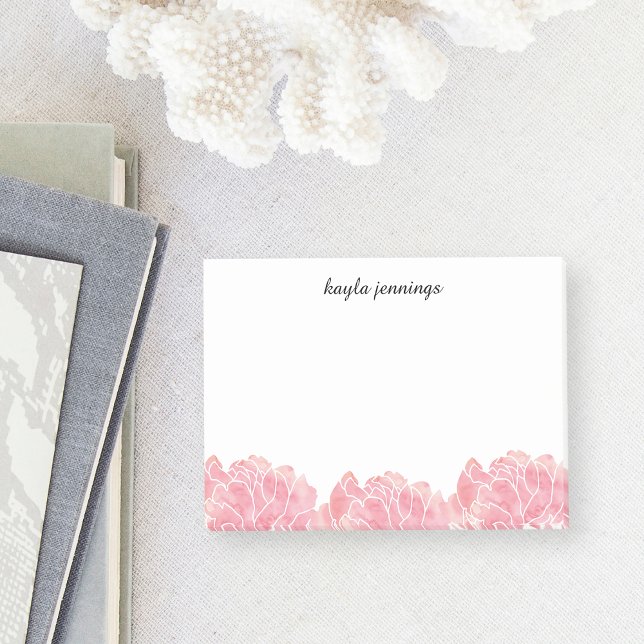 Rose Quartz Pink Watercolor Peonies Post-it Notes (Creator Uploaded)