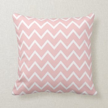 Rose Quartz Pink & White Chevron Throw Pillow by StripyStripes at Zazzle