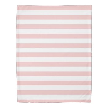Rose Quartz Pink & White Striped Duvet Cover by StripyStripes at Zazzle