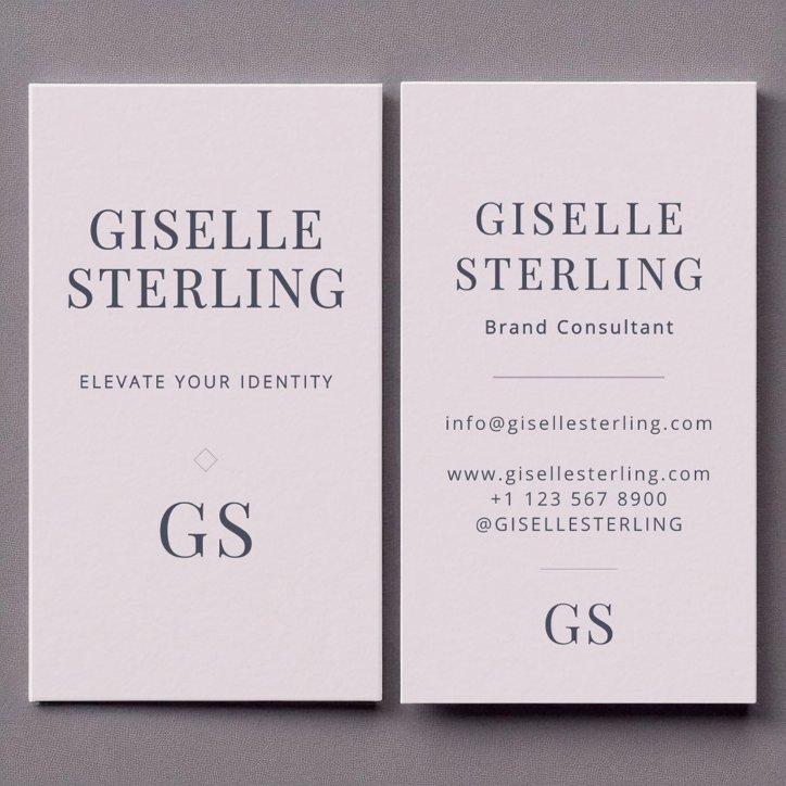Rose Quartz Purple Monogram Elegant Minimalist Business Card