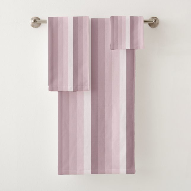 Rose quartz shadow stripes bath towel set (Insitu)