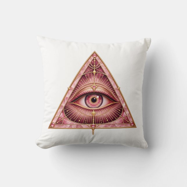 Rose Quartz Triangle Eye Throw Pillow (Front)