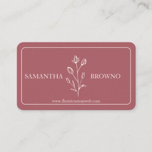 Rose Red Beige Framed Flower Business Card