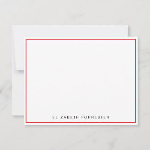 Rose Red Classic Single Border Note Card