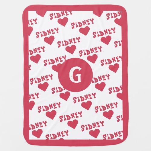 Rose Red Cute Monogram Personalized Name Girl Baby Blanket