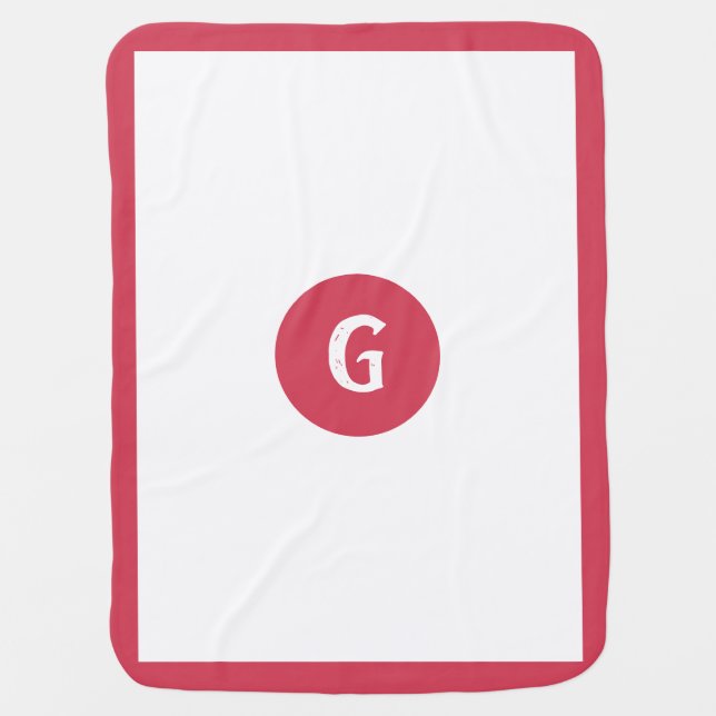 Rose Red Cute Monogram Personalized Name Girl Baby Blanket (Front)