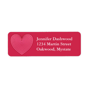 Rose red heart on a deeper red background label