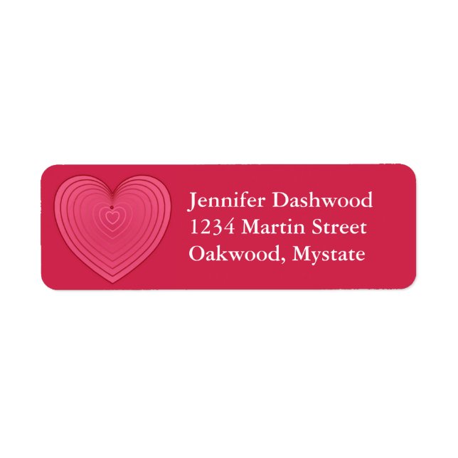 Rose red heart on a deeper red background label (Front)