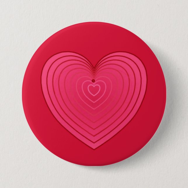 Rose red heart on a deeper red background pinback button (Front)