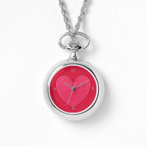 Rose red heart on a deeper red background watch