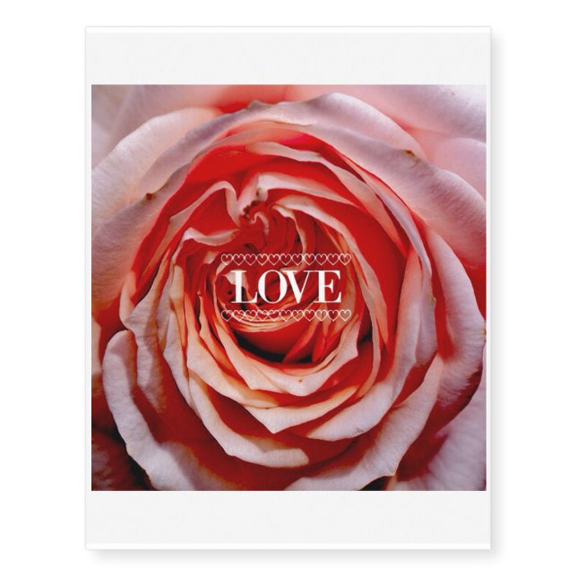 Rose red, Love (I) Temporary Tattoos (Front)