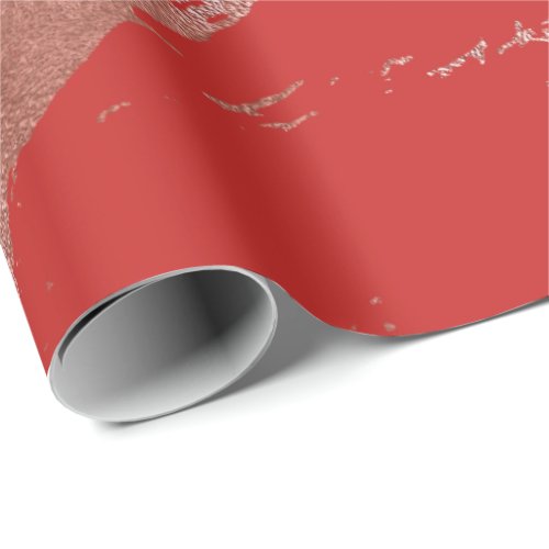 Rose Red Marble Shiny Glam Black Abstract Minimal Wrapping Paper