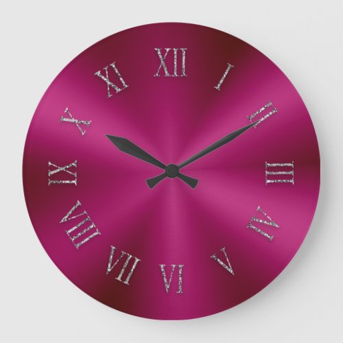 Rose Red Metallic Clock with Roman Numbers