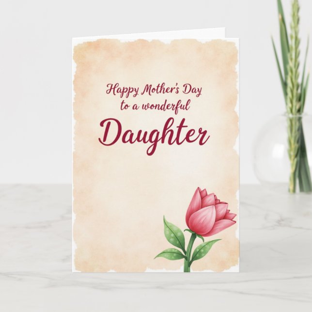 Rose Red Mothers Day Daughter Card (Front)