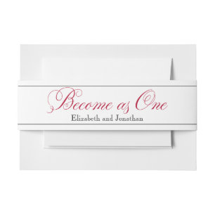Rose Red Script Become as One Wedding Belly Band