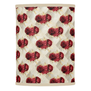 Rose red small beige vintage collage pattern  lamp shade
