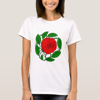 Rose Red T-Shirt for Women. Long-Sleeved