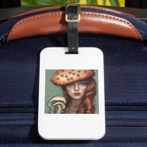 rose red vintage mushroom  luggage tag
