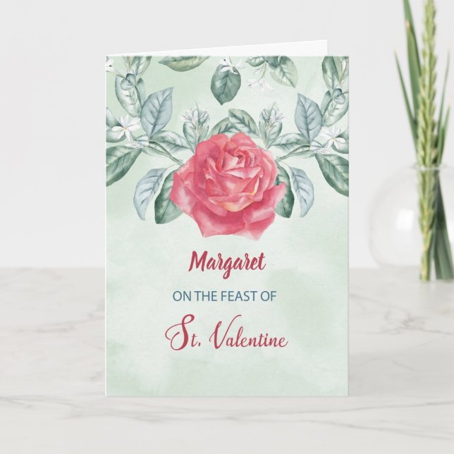 Rose Religious Feast of St. Valentine Card (Front)