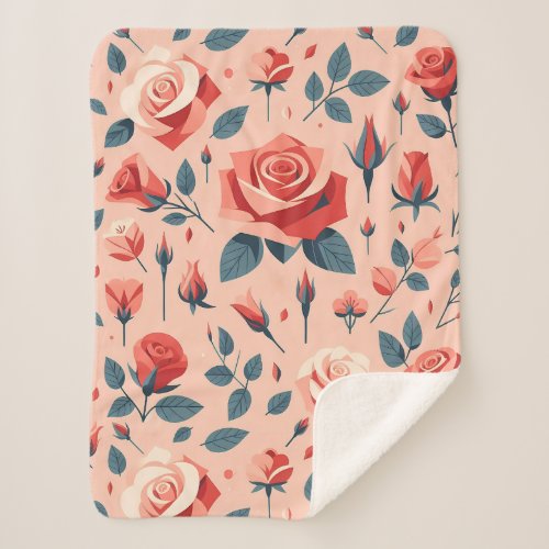 Rose Rhapsody Pattern Sherpa Blanket