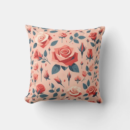 Rose Rhapsody Pattern Throw Pillow